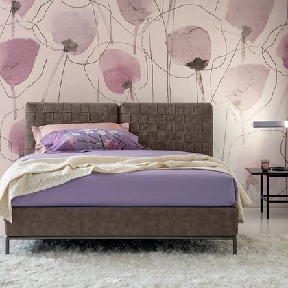 Letto in pelle con testiera dalla lavorazione intrecciata Urbano Basket di Oggioni