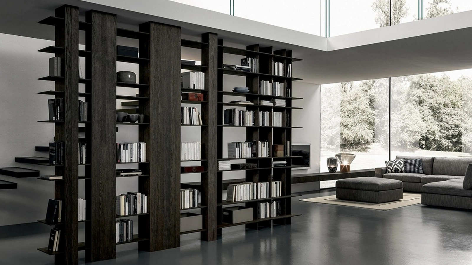 Libreria divisoria Blade 01 in Rovere Carbone di Modulnova