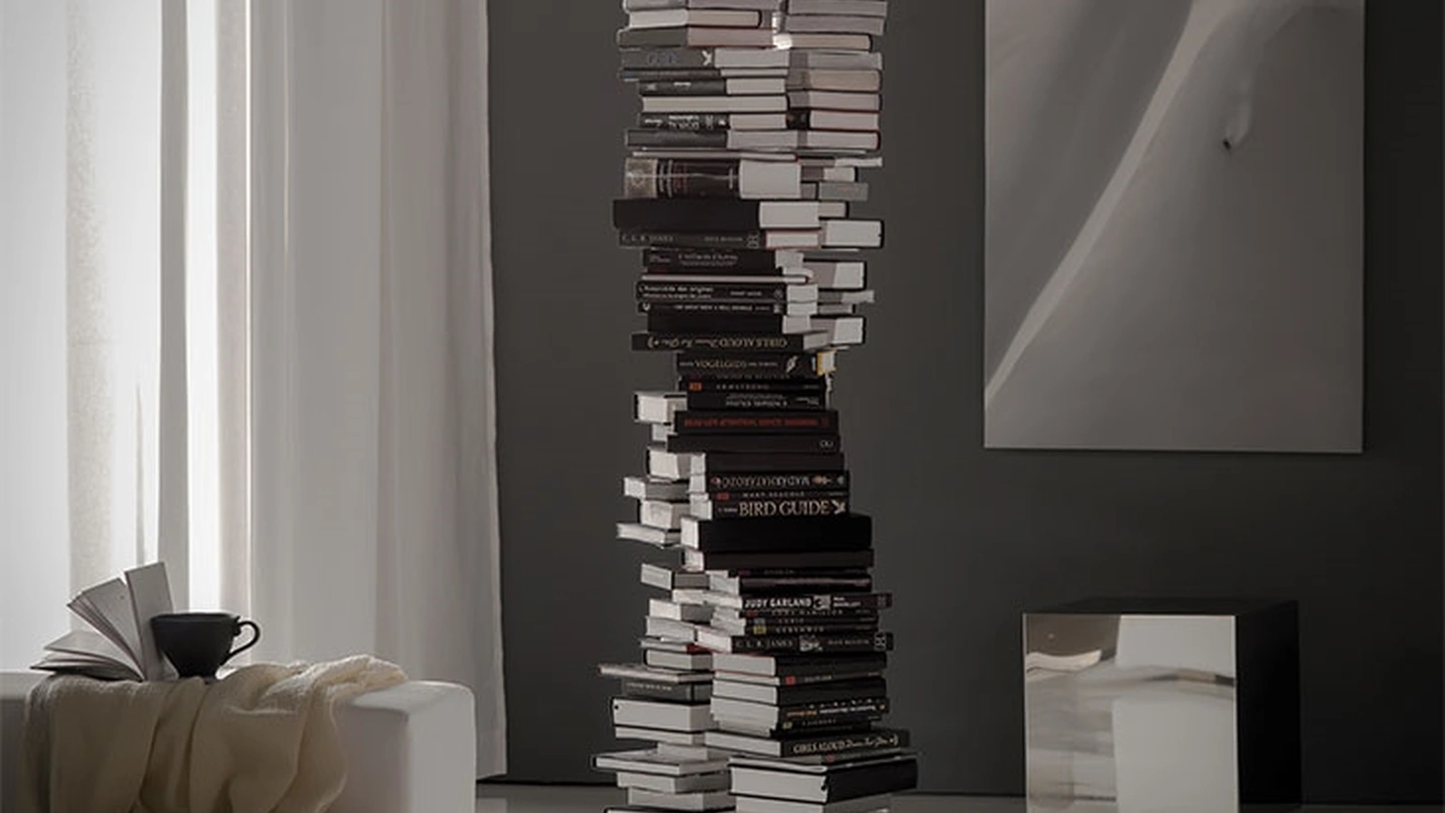 Libreria autoportante di design Dna a colonna con tredici ripiani in acciaio verniciato di Cattelan 