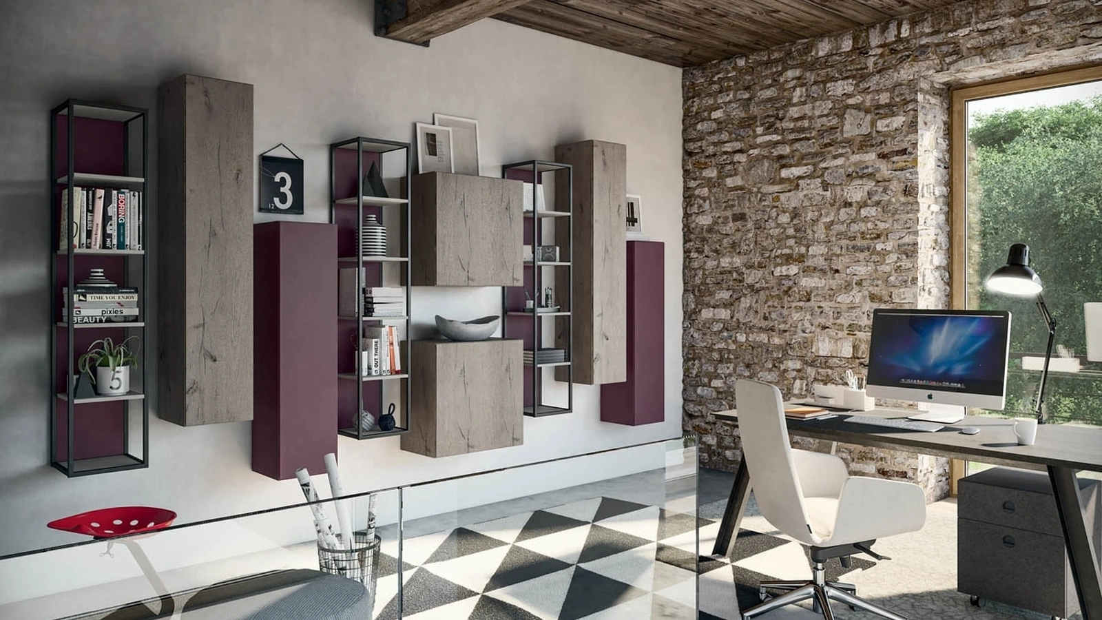 Libreria Rebel CF 172 in legno e laccato di Fimar