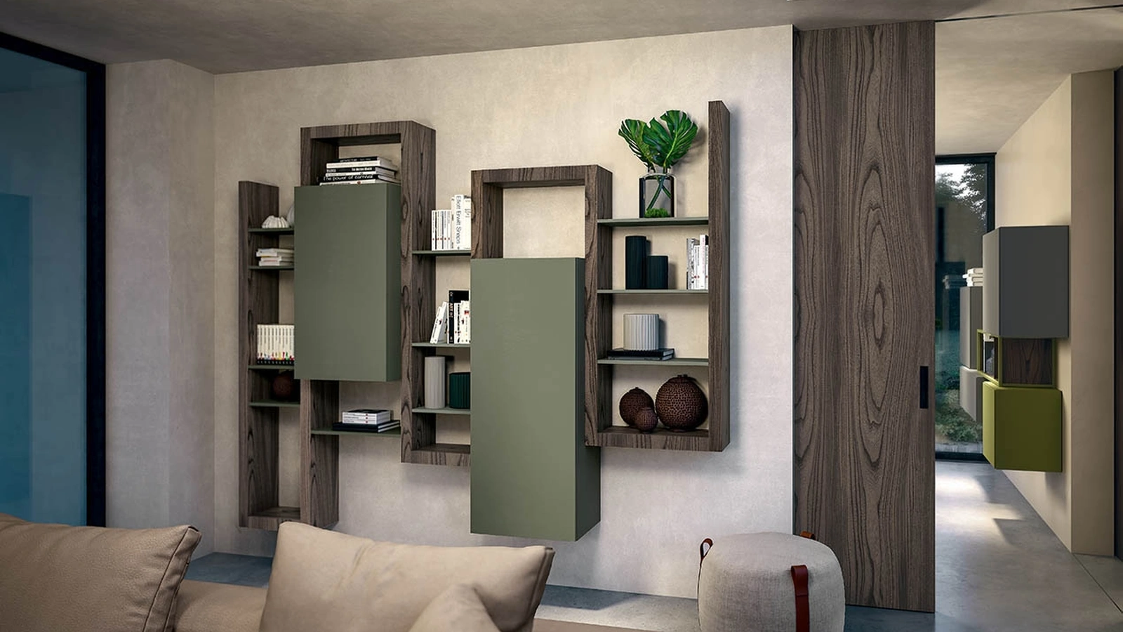 Libreria sospesa Side CF 034 in legno e laccato opaco di Fimar