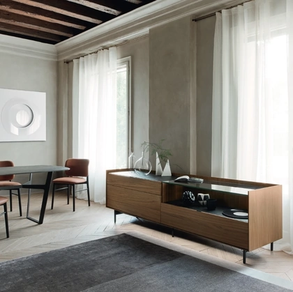 Madia Cabaret 56B in impiallacciato Noce e top in ceramica di Sangiacomo