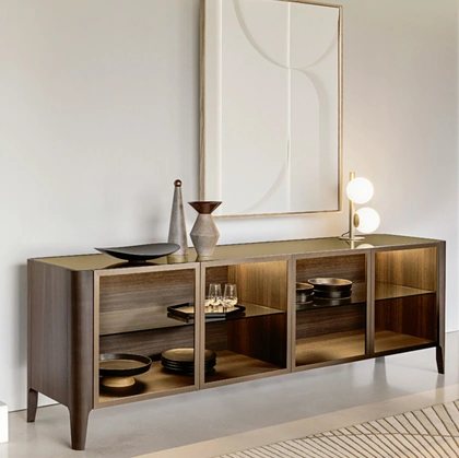 Madia Cross in rovere con ante in vetro di Riflessi