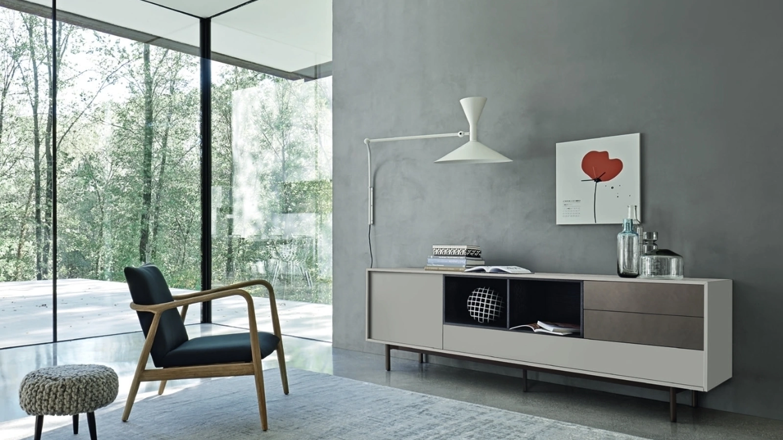 Madia Lampo Open con riquadro 40 in laccato opaco di Sangiacomo