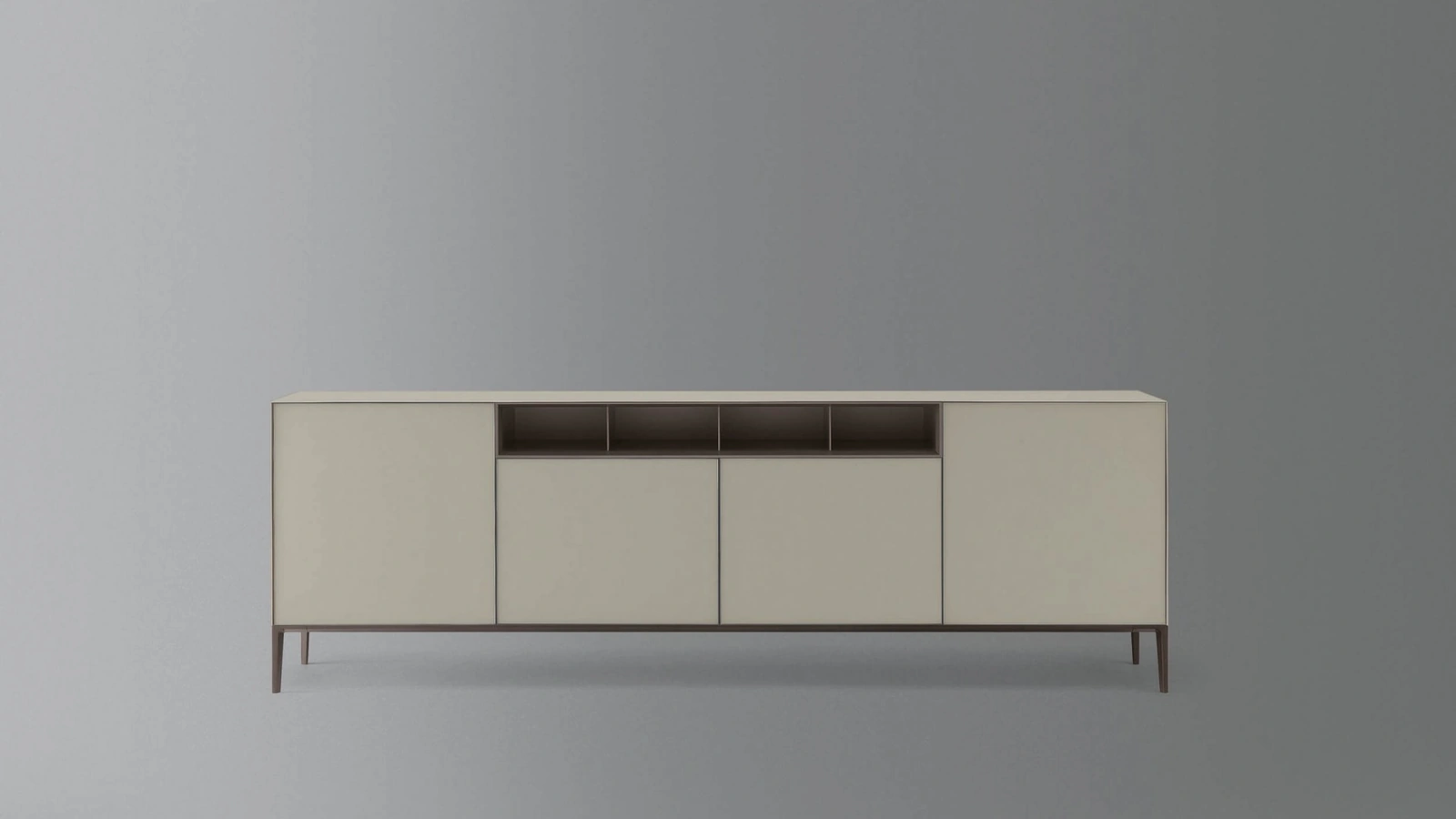 Madia Self Up in vetro finitura Lino opaco di Rimadesio