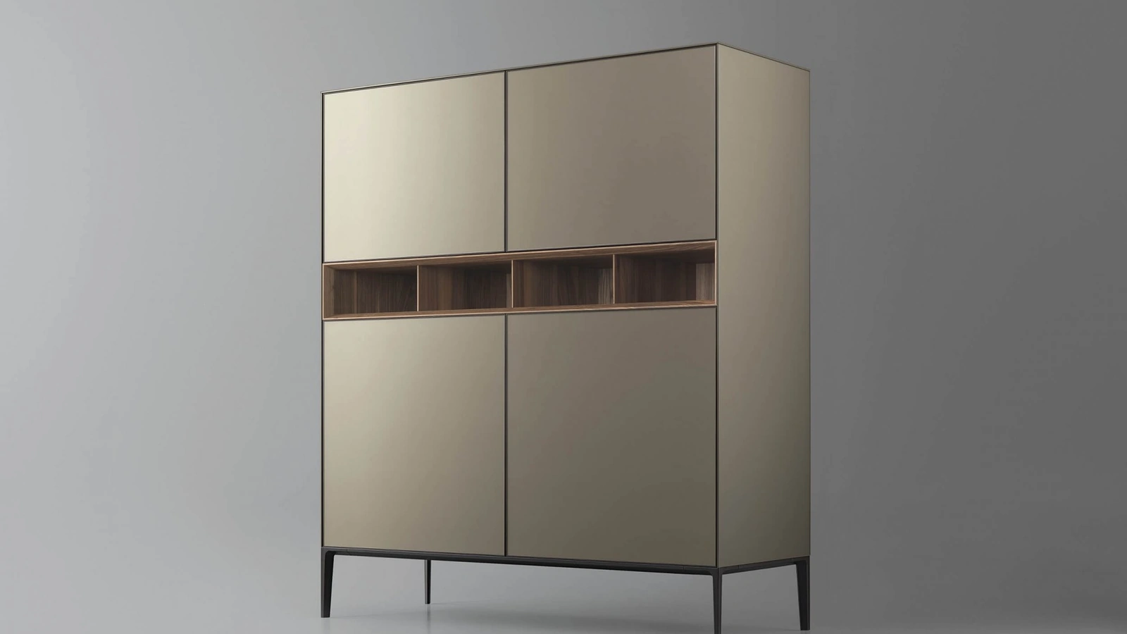 Madia Alta Self Up in vetro finitura Palladio opaco di Rimadesio