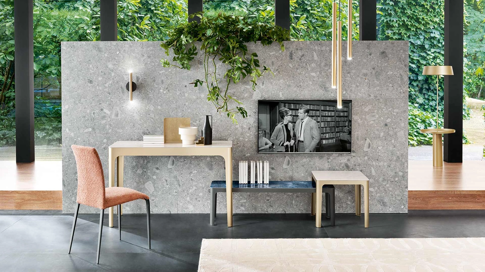 Mobile ingresso Consolle Corner con top in cristallo e base in metallo di Riflessi