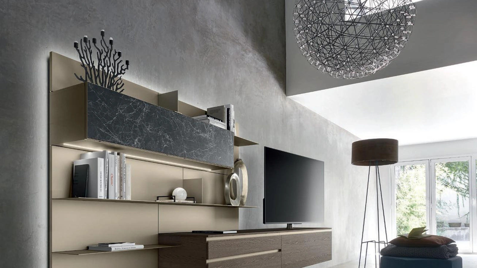 Mobile Porta Tv sospeso Lampo di Sangiacomo