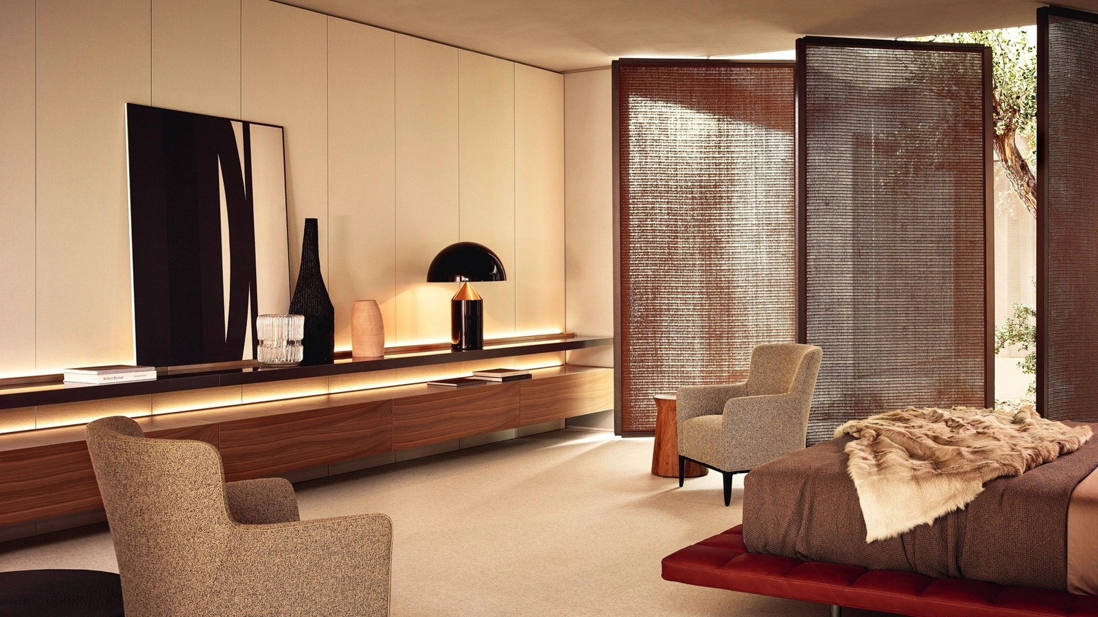 Mobile sospeso Code Noce Gold di Poliform