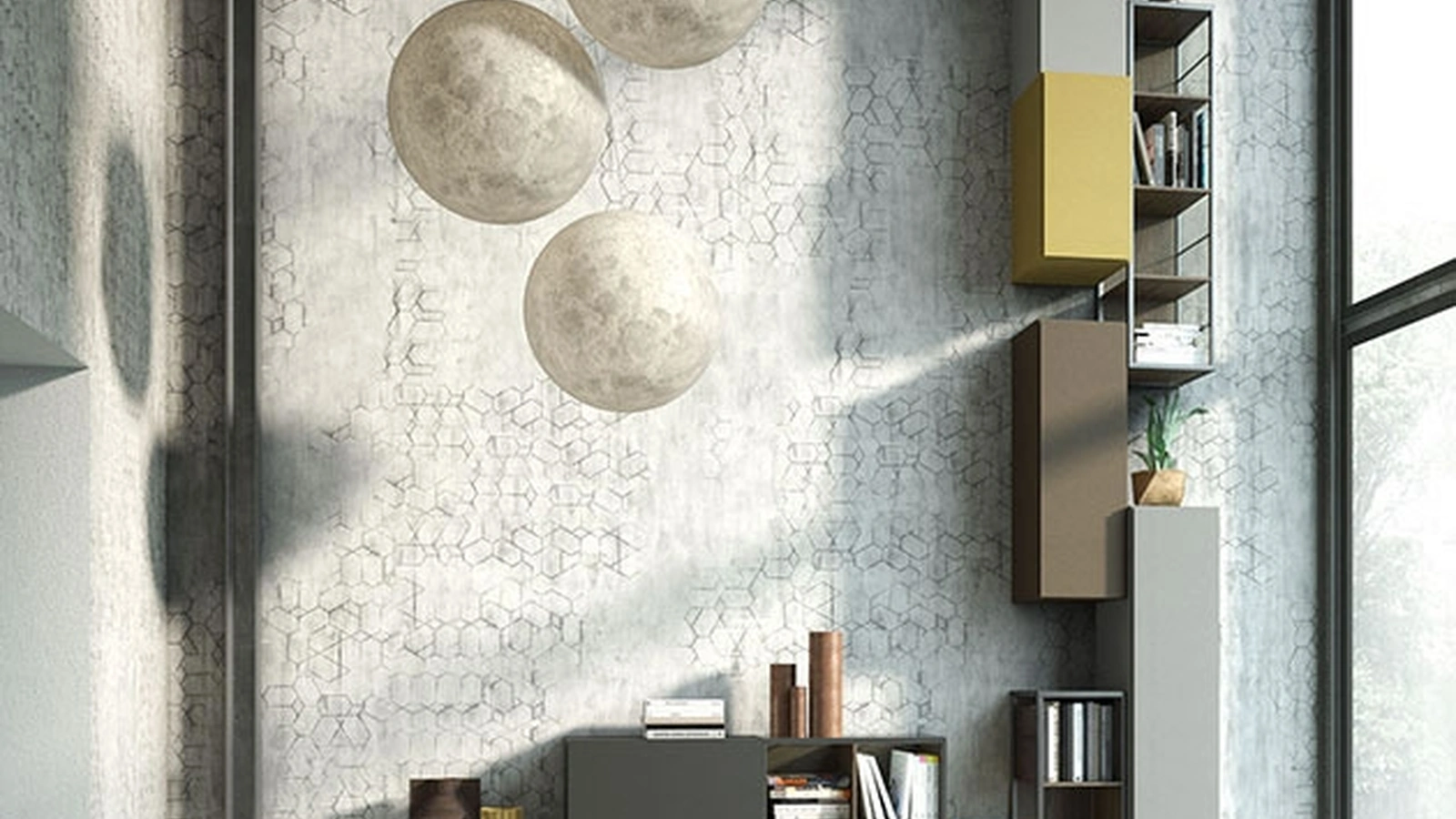 Mobile sospeso Rebel R09 in laccato opaco e quercia di Fimar