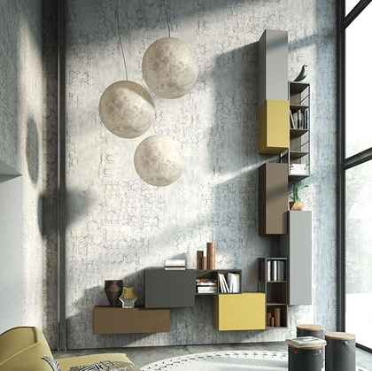 Mobile sospeso Rebel R09 in laccato opaco e quercia di Fimar