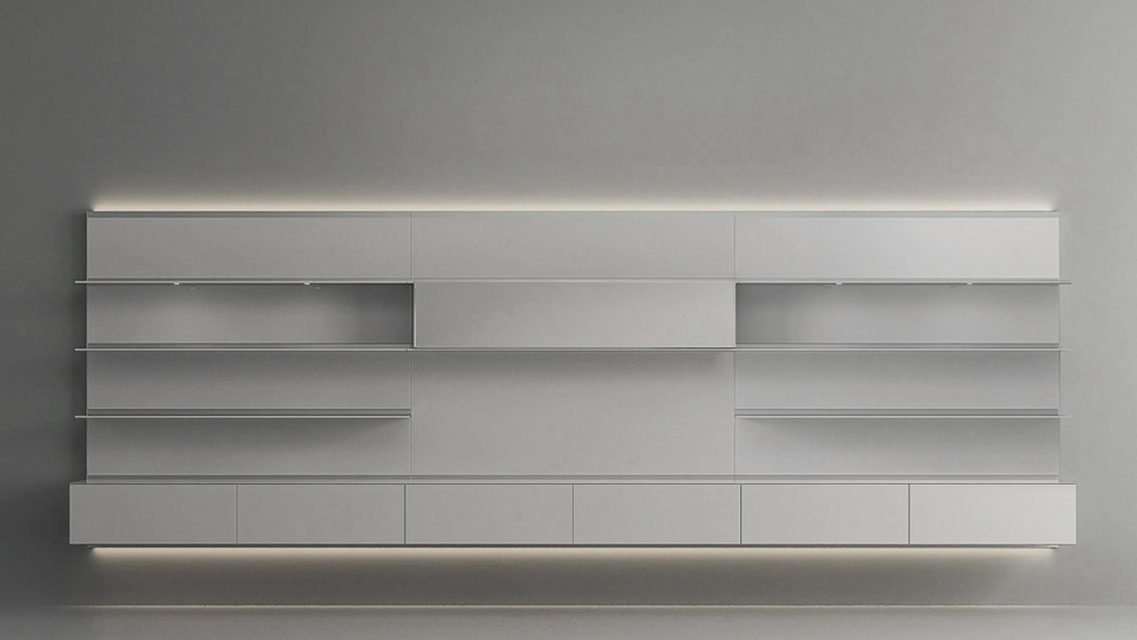 Parete Attrezzata Abacus Grigio Chiaro di Rimadesio