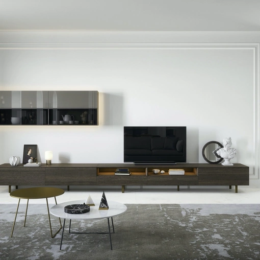 Parete Attrezzata Box 18 Rovere Terra e vetro di Novamobili