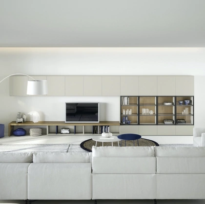 Parete Attrezzata Mensole e piani a muro 01 in laccato opaco e legno di Novamobili