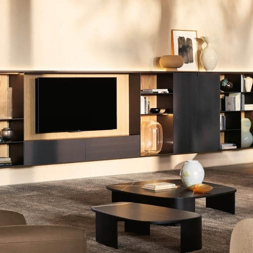 Parete Attrezzata Code in laccato metallico Bronzo di Poliform