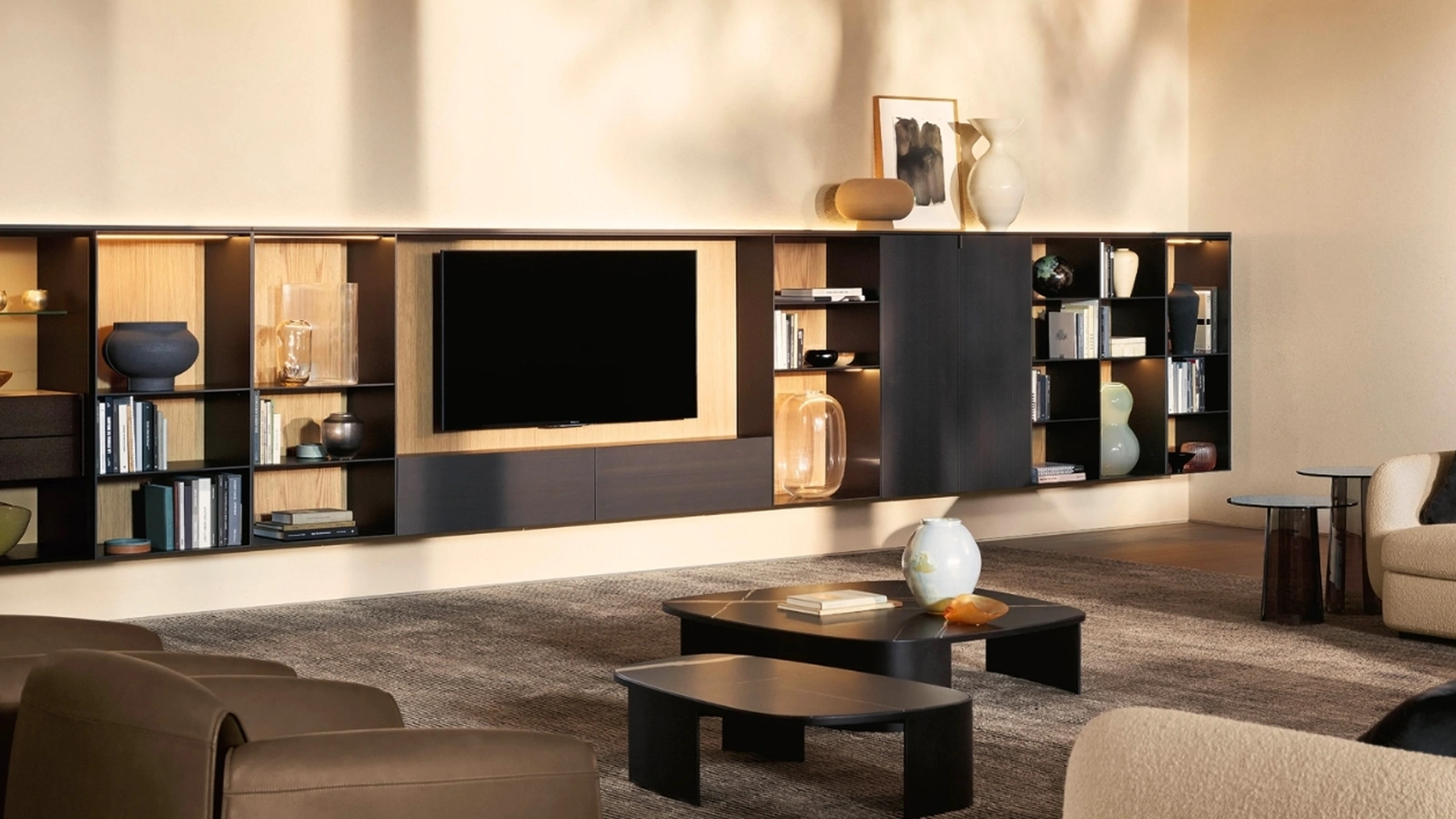 Parete Attrezzata Code in laccato metallico Bronzo di Poliform