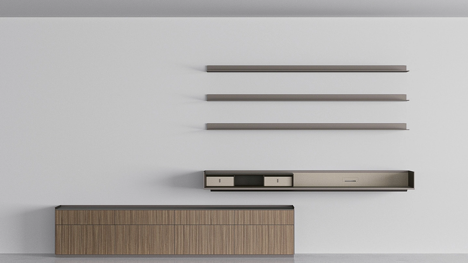 Parete Attrezzata Self Plan in Rovere termotrattato di Rimadesio