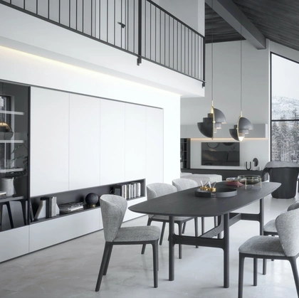 Parete Attrezzata Wall 30 01 in laccato opaco e vetro di Novamobili