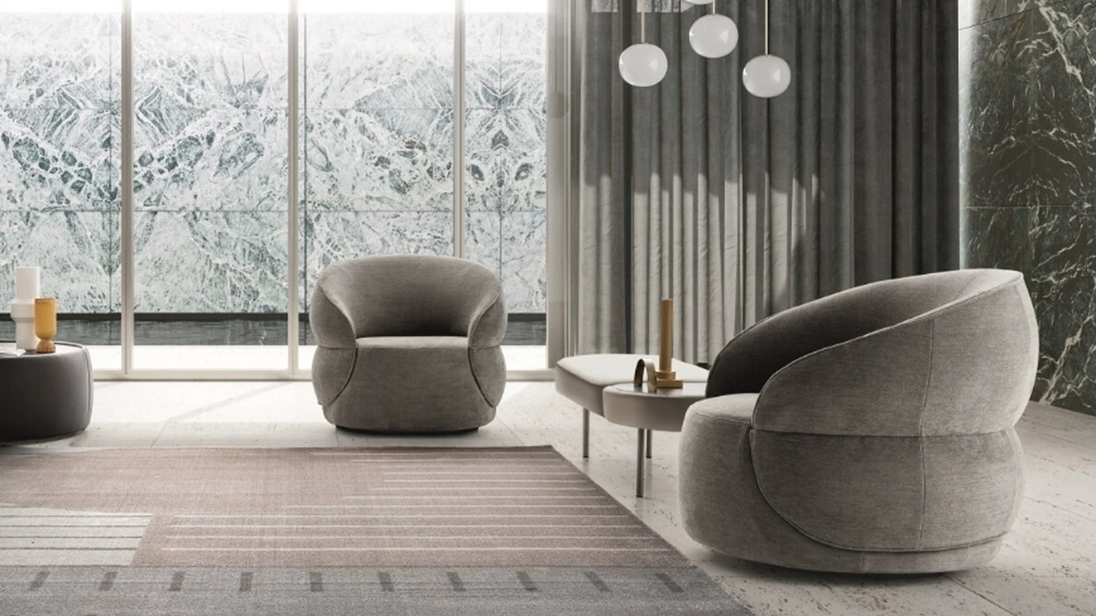 Poltrona in tessuto dalla forma tondeggiante e avvolgente Clip di Ditre Italia