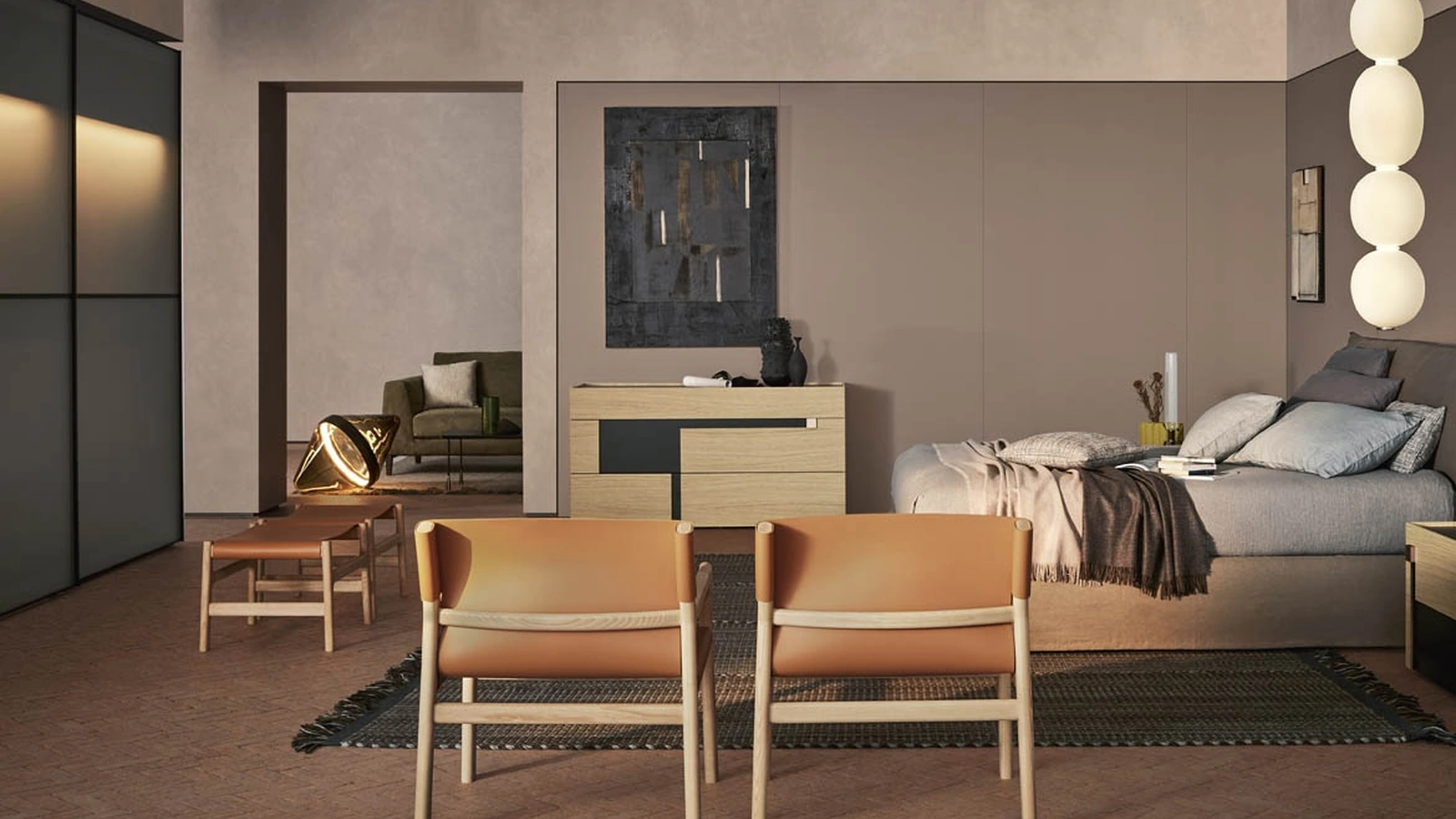 Poltroncina in cuoio con struttura in legno Fushimi Lounge di Pianca