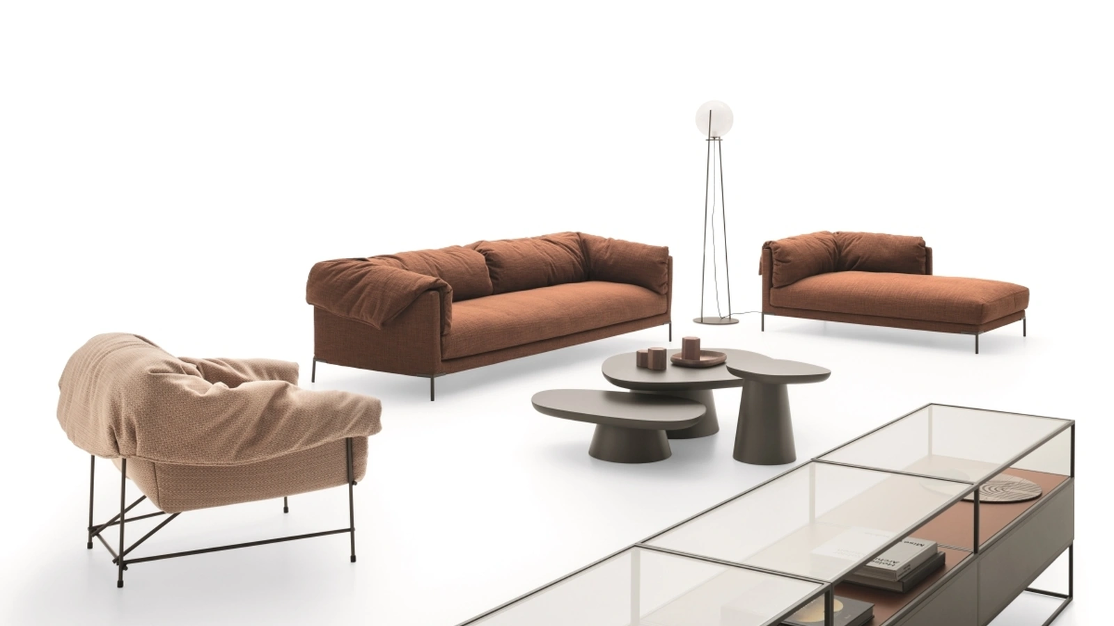 Divano lineare in tessuto Drop di Ditre Italia