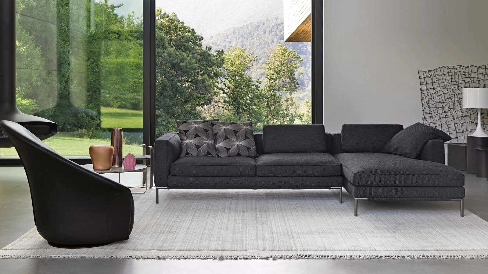 Divano in tessuto con penisola Icon di Flou