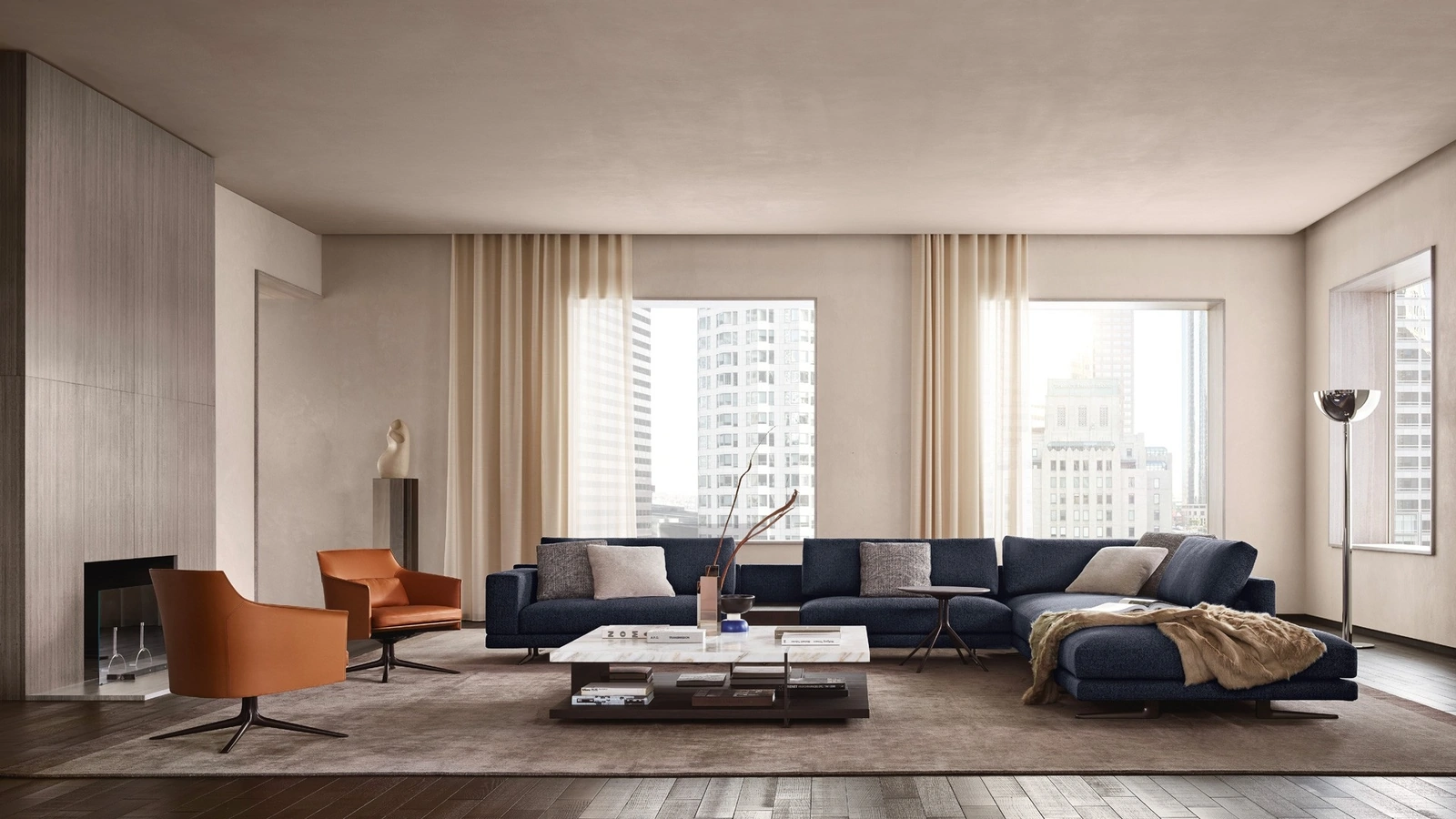 Divano angolare Mondrian in tessuto di Poliform