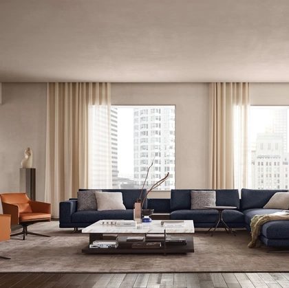 Divano angolare Mondrian in tessuto di Poliform