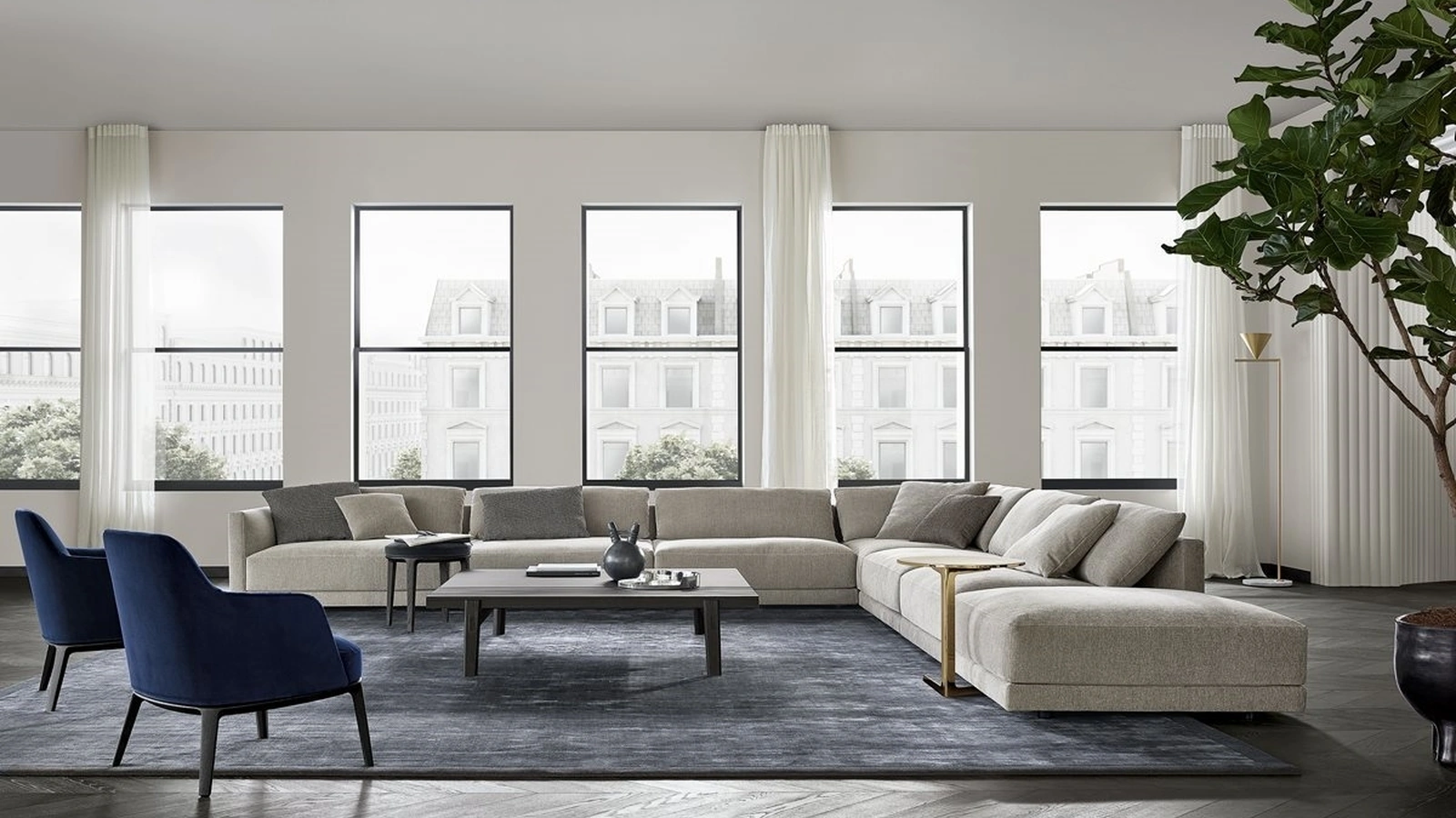 Divano Bristol angolare in tessuto di Poliform