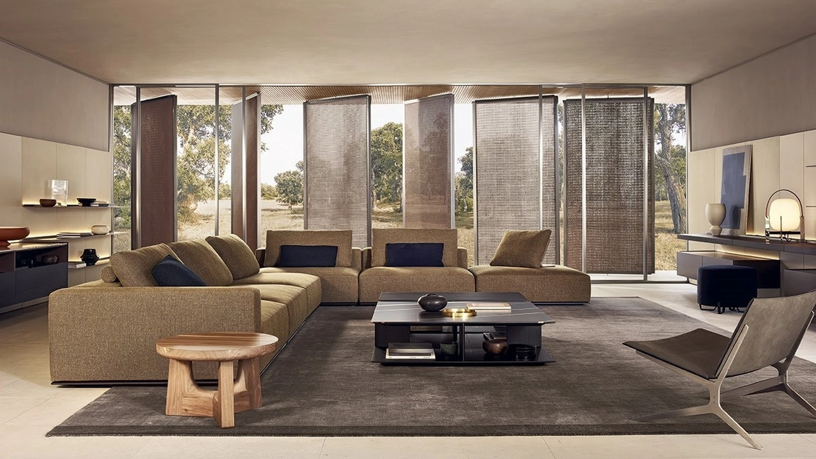 Divano angolare in tessuto Westside di Poliform