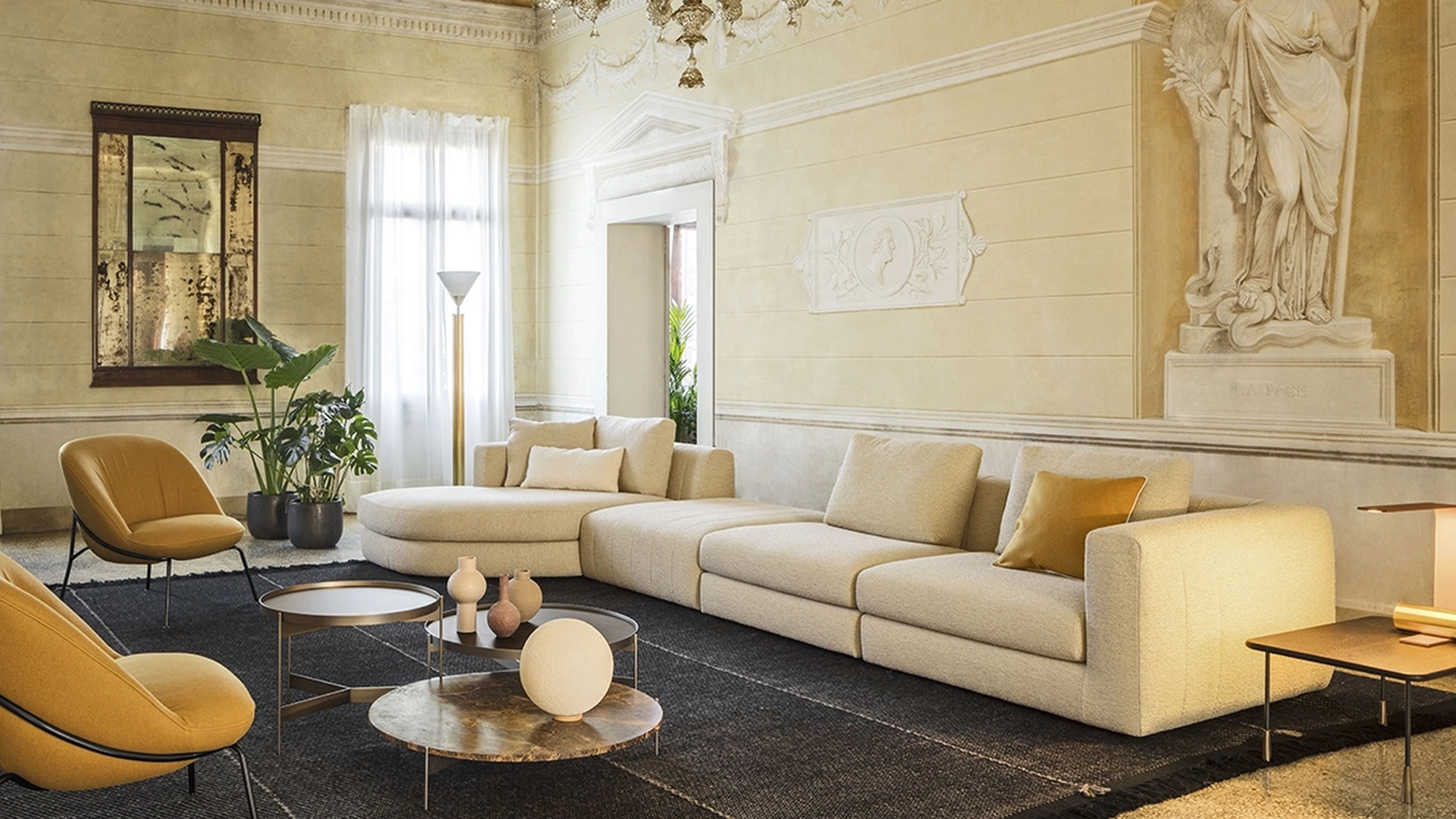 Salotto in tessuto con penisola Tobias di Pianca