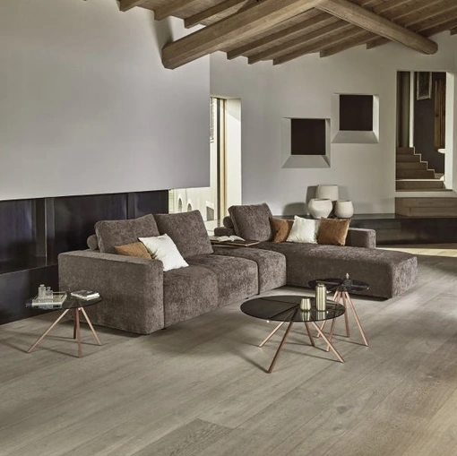 Divano in tessuto imbottito con penisola Zenit Wall di Bontempi