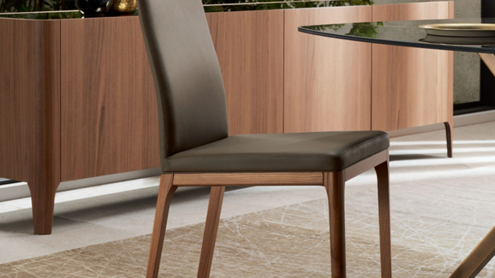 Sedia Angy in pelle con schienale basso di Riflessi