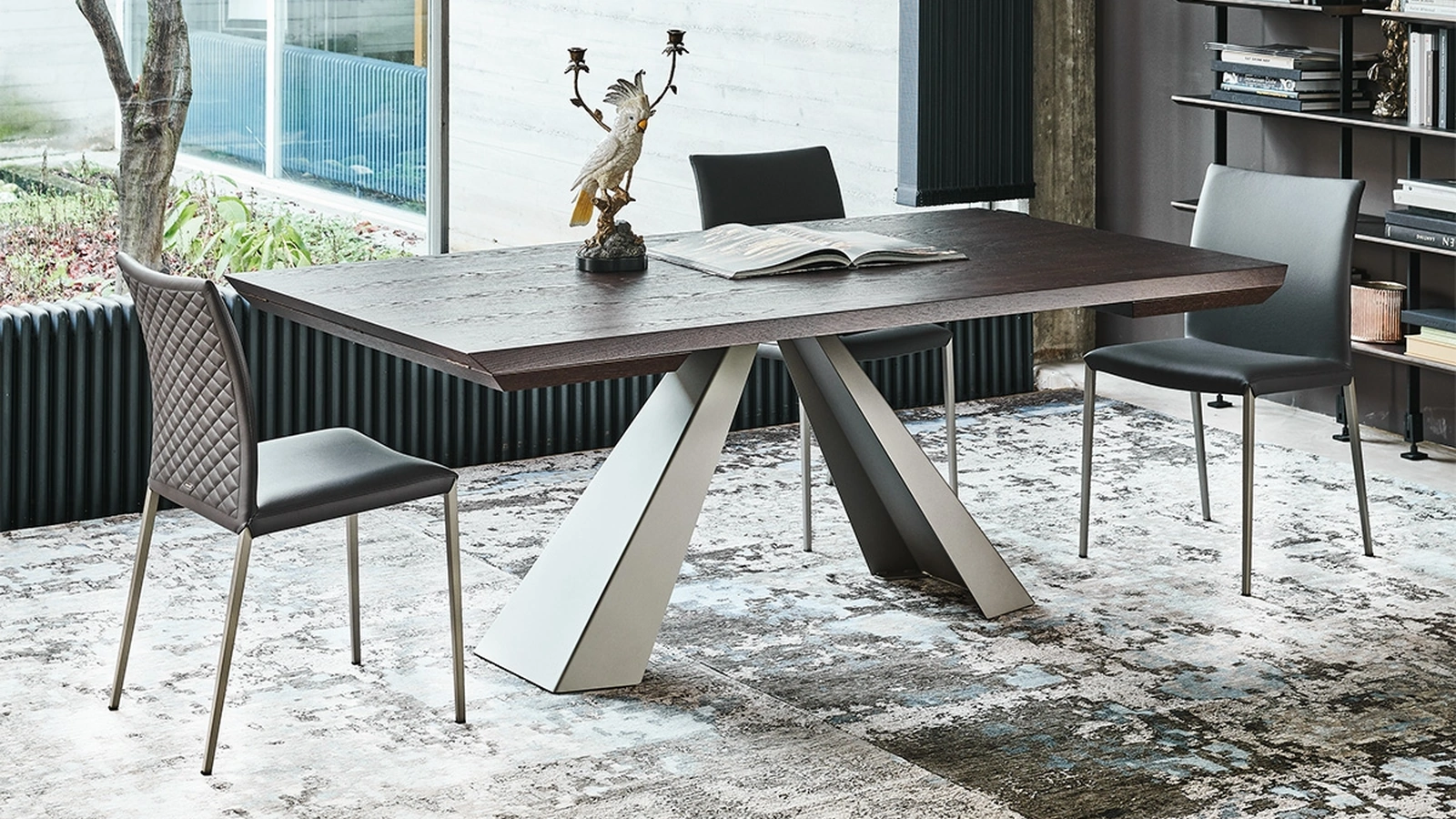 Sedia in pelle con schienale trapuntato Norma ML Couture di Cattelan Italia