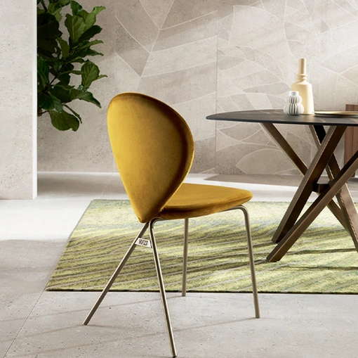 Sedia di design in velluto Perla di Riflessi