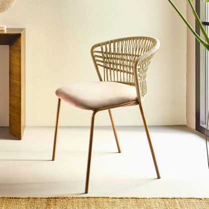 Sedia Soffio in cordino di poliestere e seduta imbottita di Riflessi