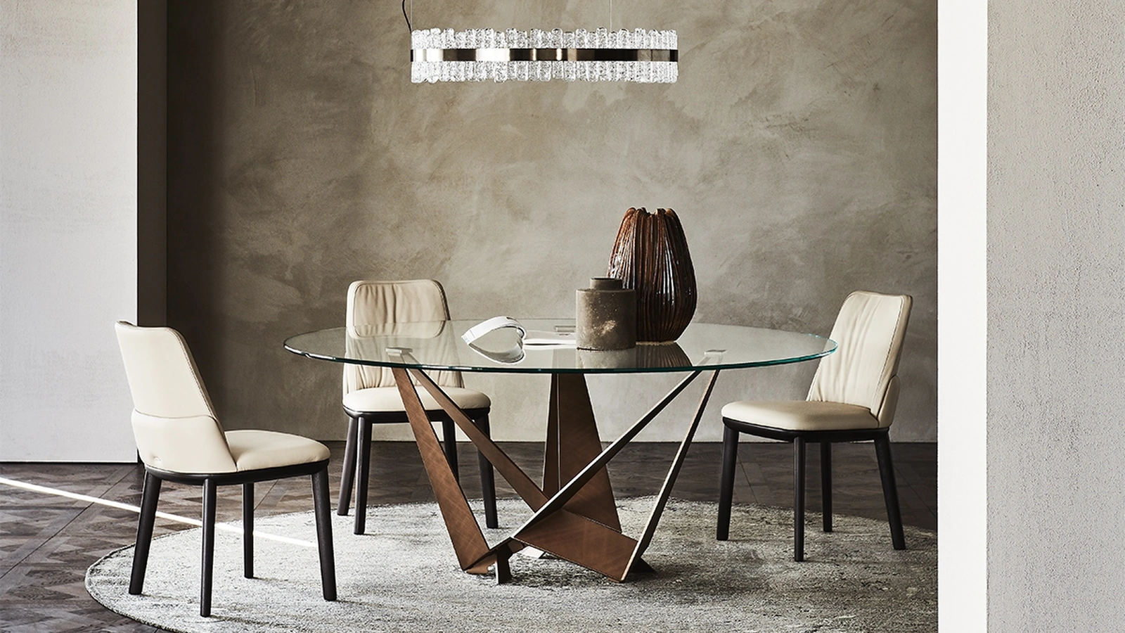 Tavolo rotondo in cristallo Skorpio Round di Cattelan Italia