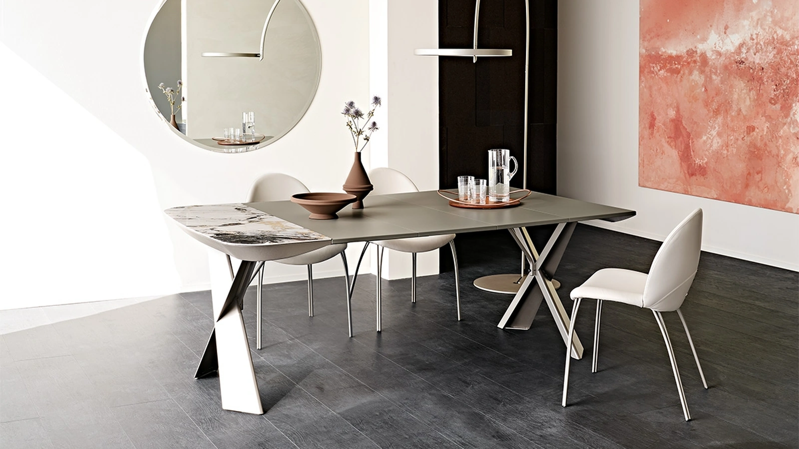 Consolle allungabile con piano in ceramica e base in metallo Terminal Keramik Drive di Cattelan Italia