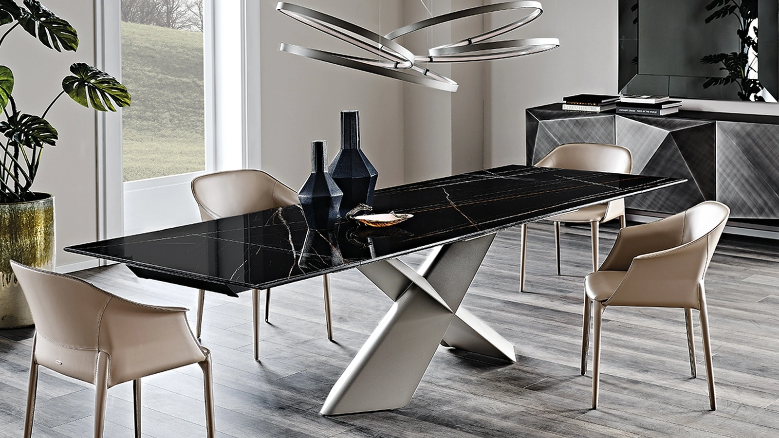Tavolo allungabile con piano in ceramica Tyron Keramik Drive di Cattelan Italia