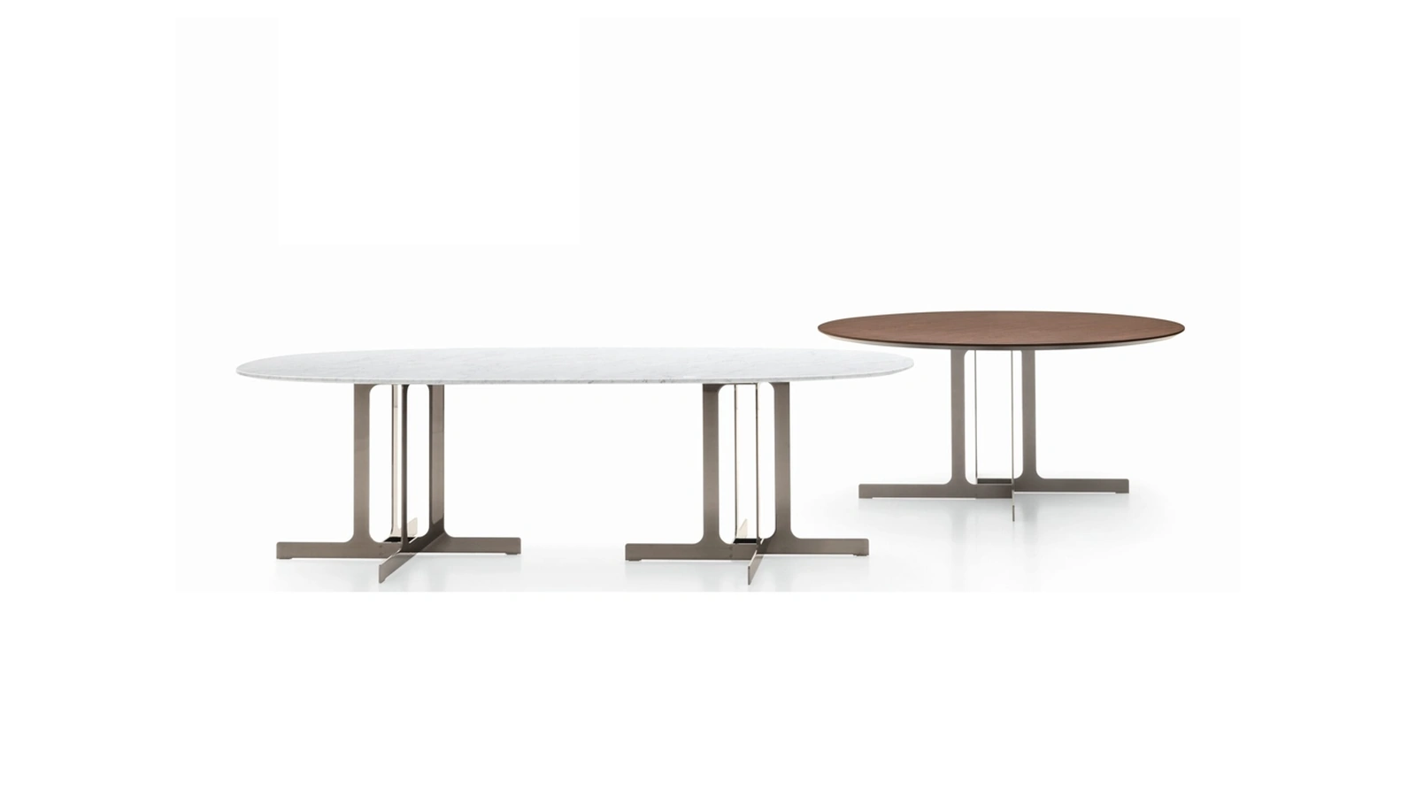 Tavolo ovale o rotondo Nell con basamento in metallo di Ditre Italia