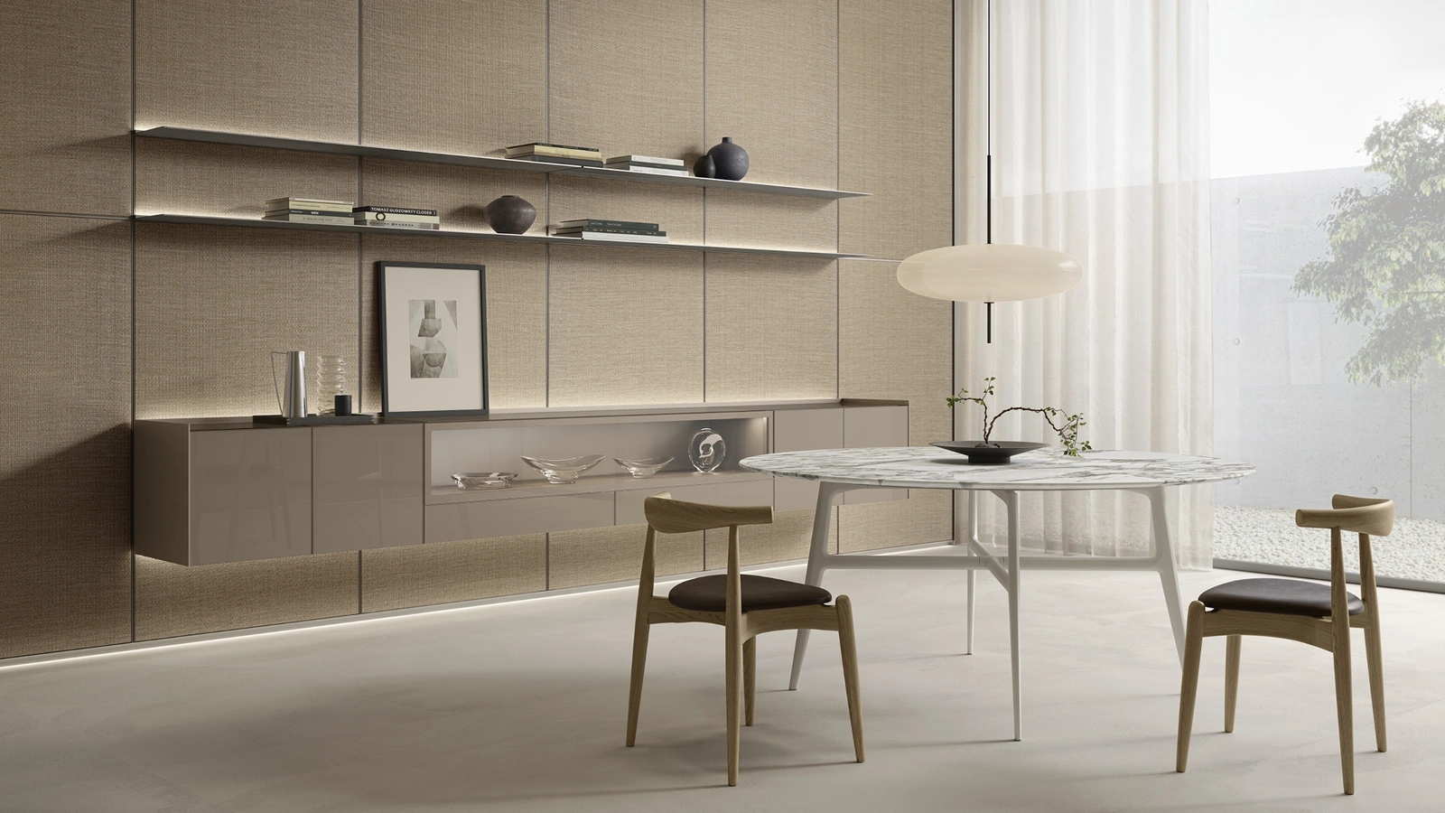 Tavolo rotondo Francis con top in marmo di Rimadesio