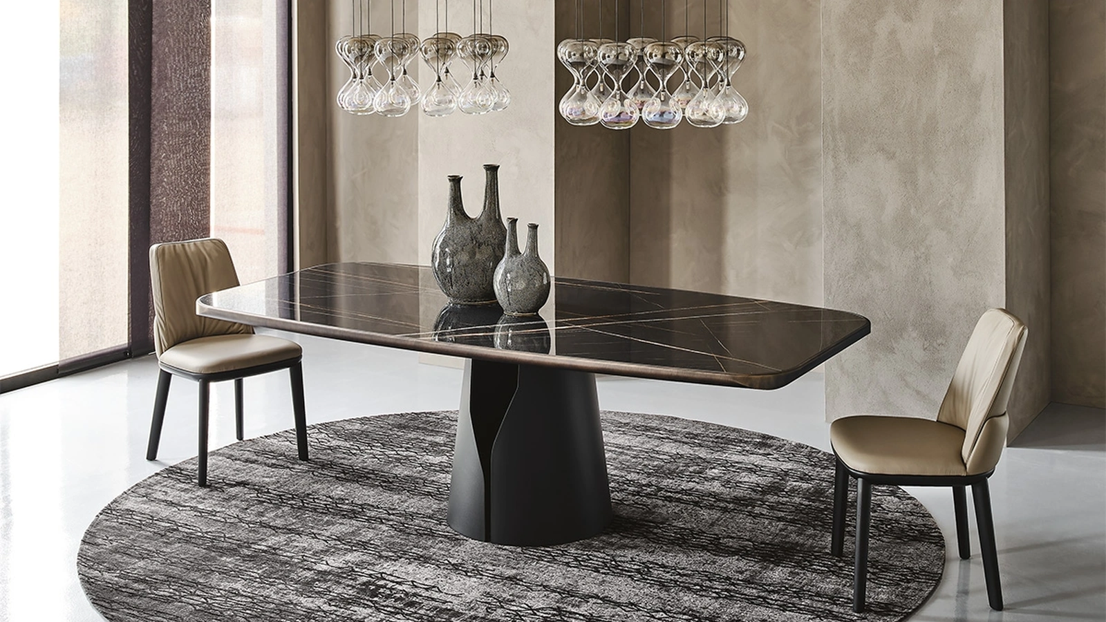 Tavolo in ceramica con base rotonda in acciaio Giano Keramic Premium di Cattelan Italia