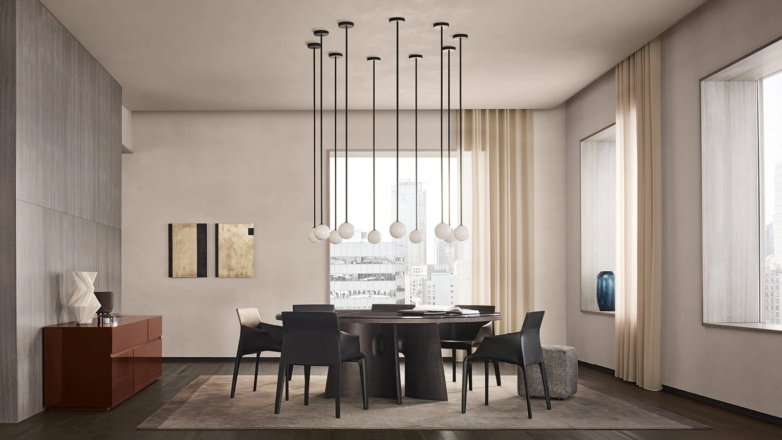 Tavolo rotondo con top in marmo Kensington di Poliform