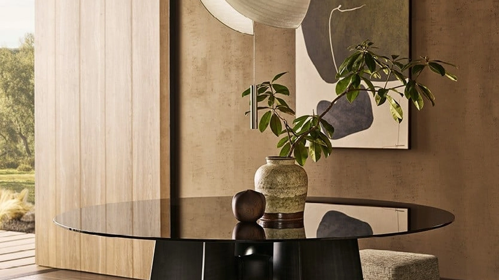 Tavolo rotondo Kensington in Vetro di Poliform