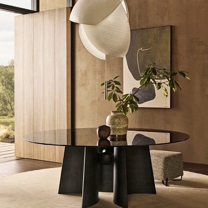 Tavolo rotondo Kensington in Vetro di Poliform