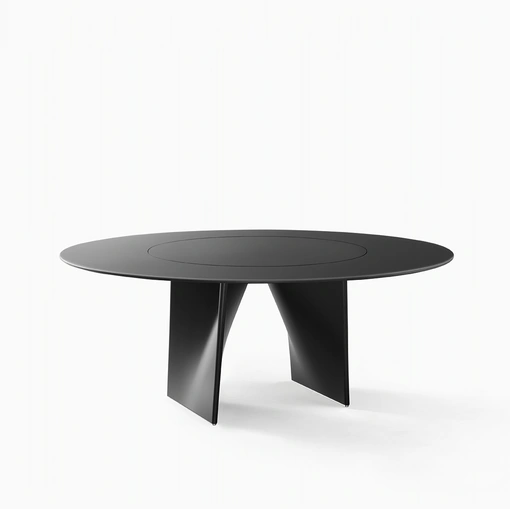 Tavolo Lambda laccato nero con top girevole di Rimadesio