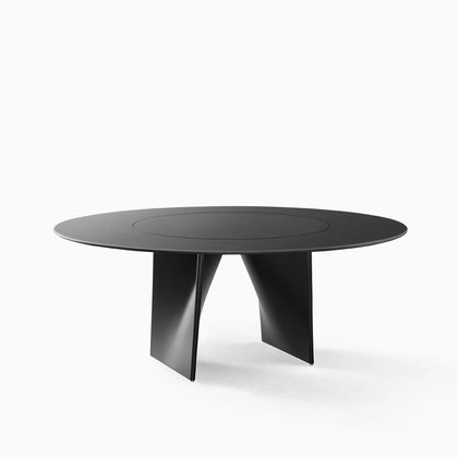 Tavolo Lambda laccato nero con top girevole di Rimadesio