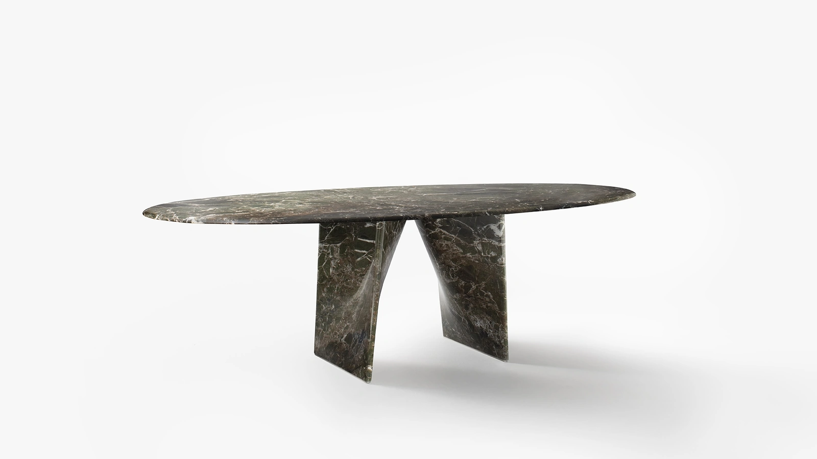 Tavolo Lambda in marmo Verde Lepanto di Rimadesio