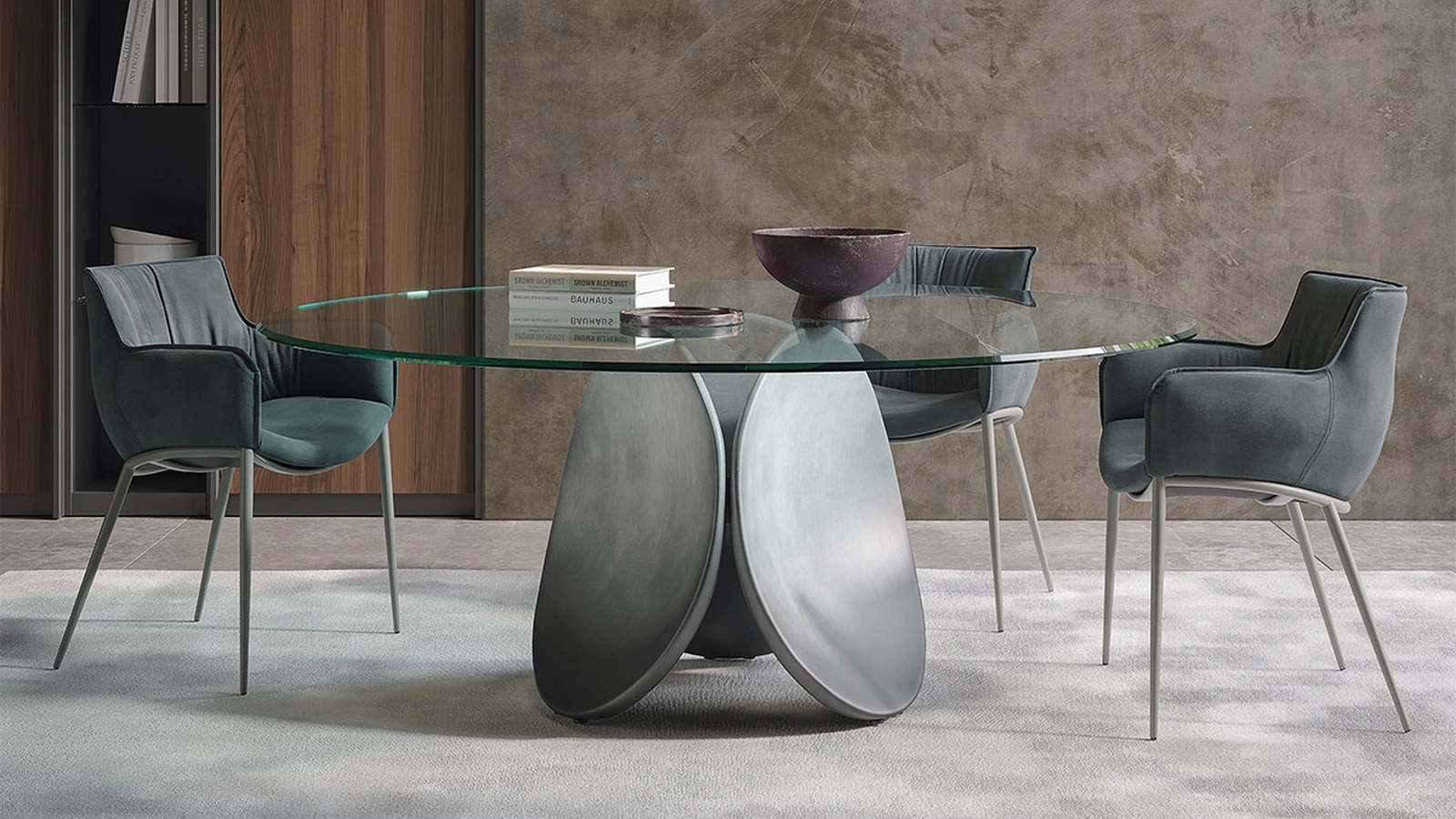 Tavolo scultura rotondo in vetro trasparente Maxim di Cattelan Italia