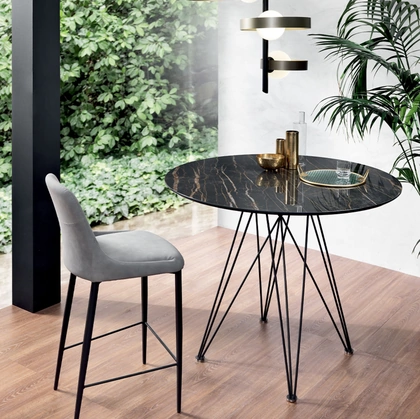 Tavolo rotondo Pegaso Snack con top in ceramica di Riflessi